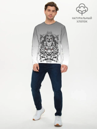 Мужской лонгслив базовый / маска сова смерть череп