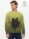 Мужской лонгслив базовый / много черных котов