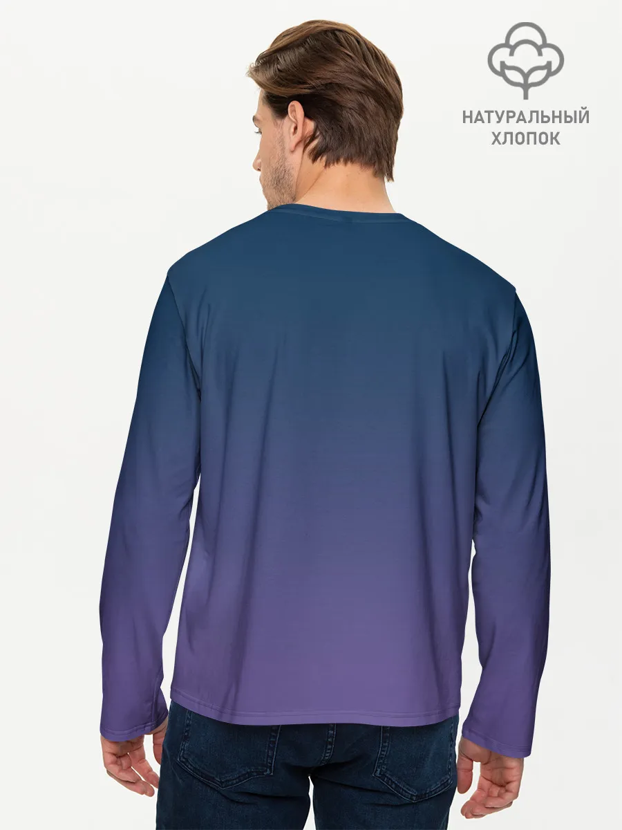 Мужской лонгслив базовый / волченок на луне рисунок