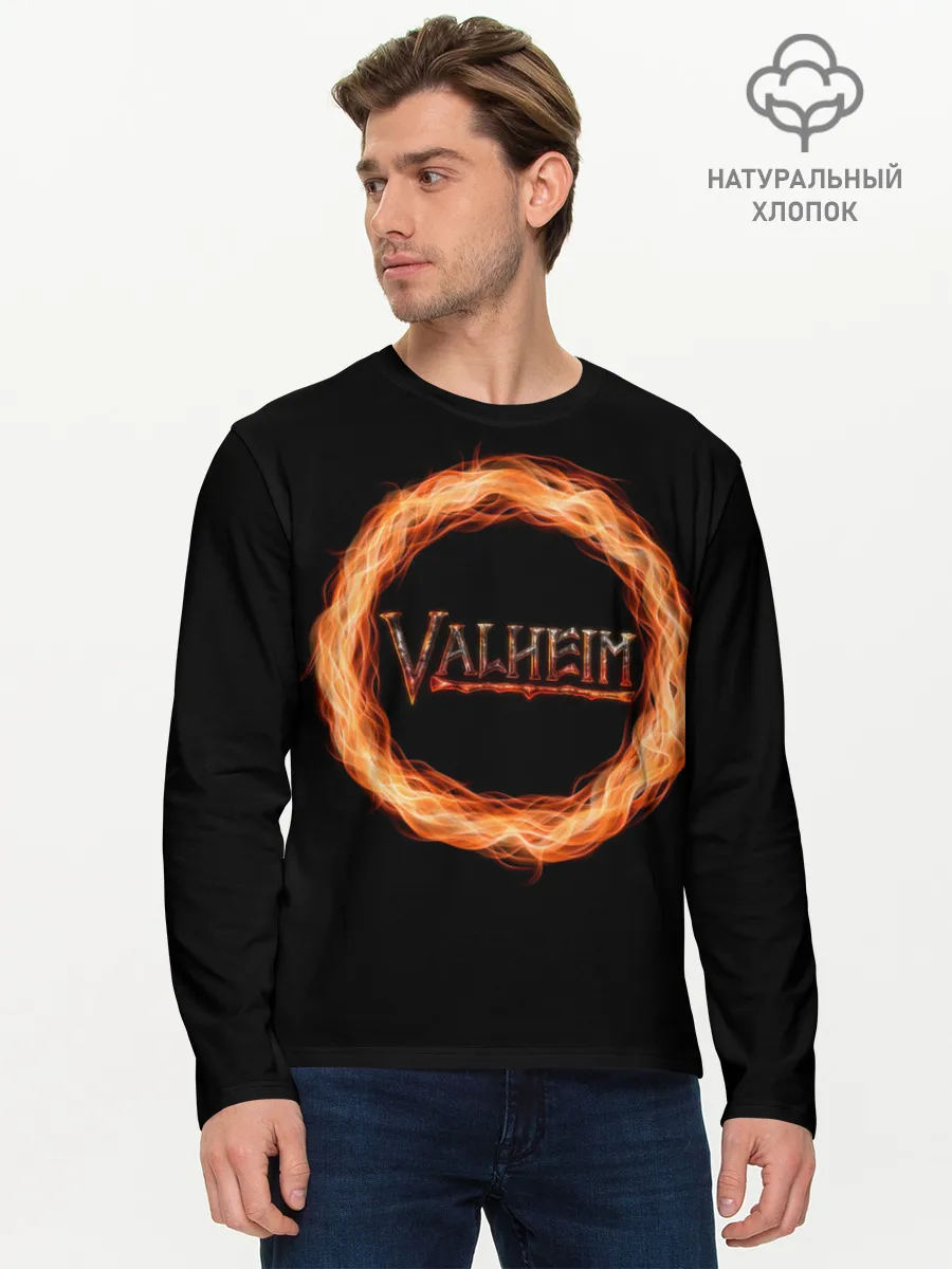 Мужской лонгслив базовый / Valheim - огненный круг