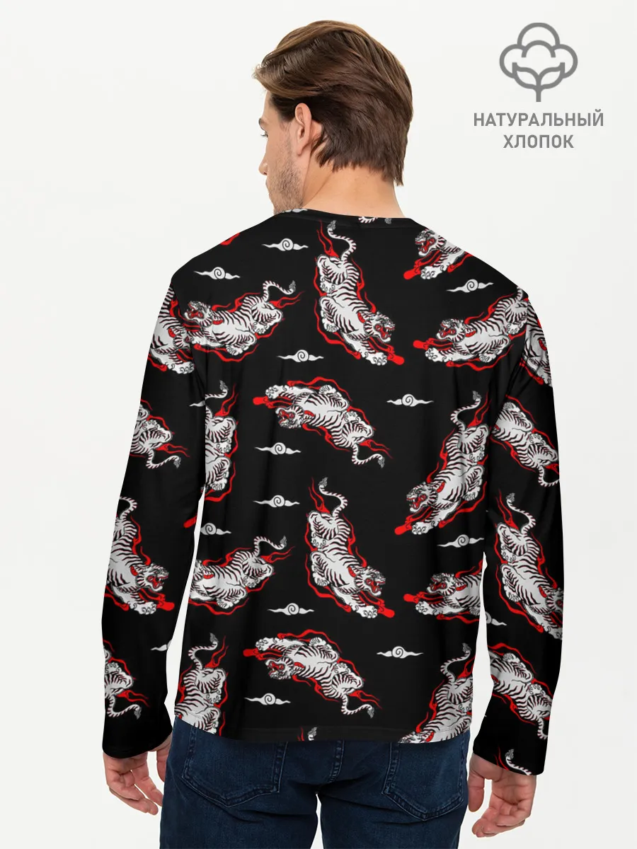 Мужской лонгслив базовый / Японский стиль - тигры