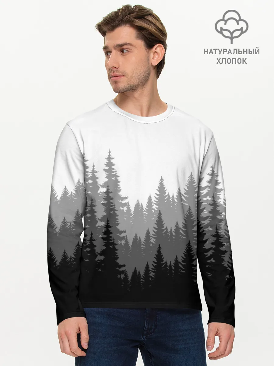 Мужской лонгслив базовый / Темный Лес