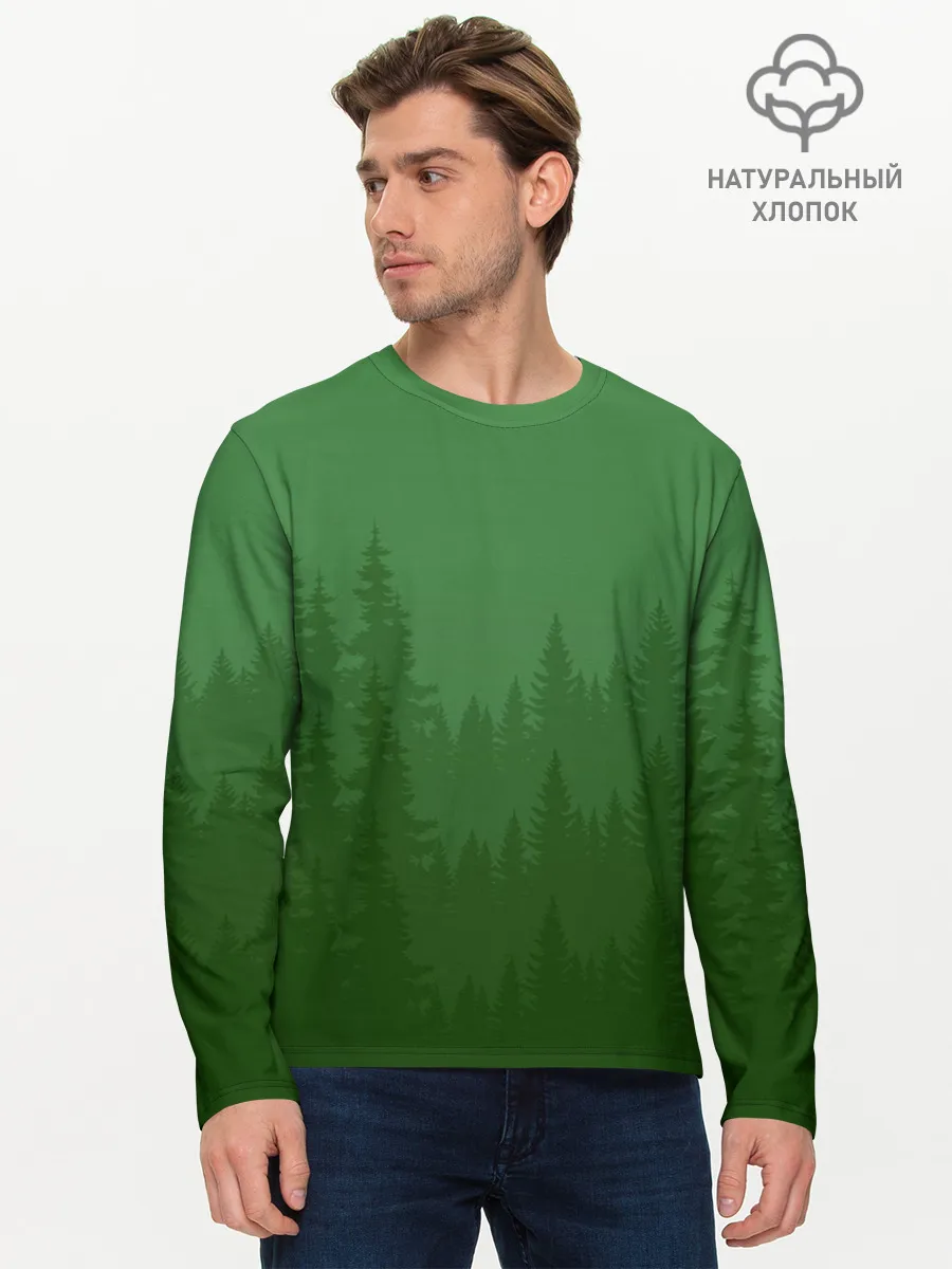 Мужской лонгслив базовый / Зеленый Лес