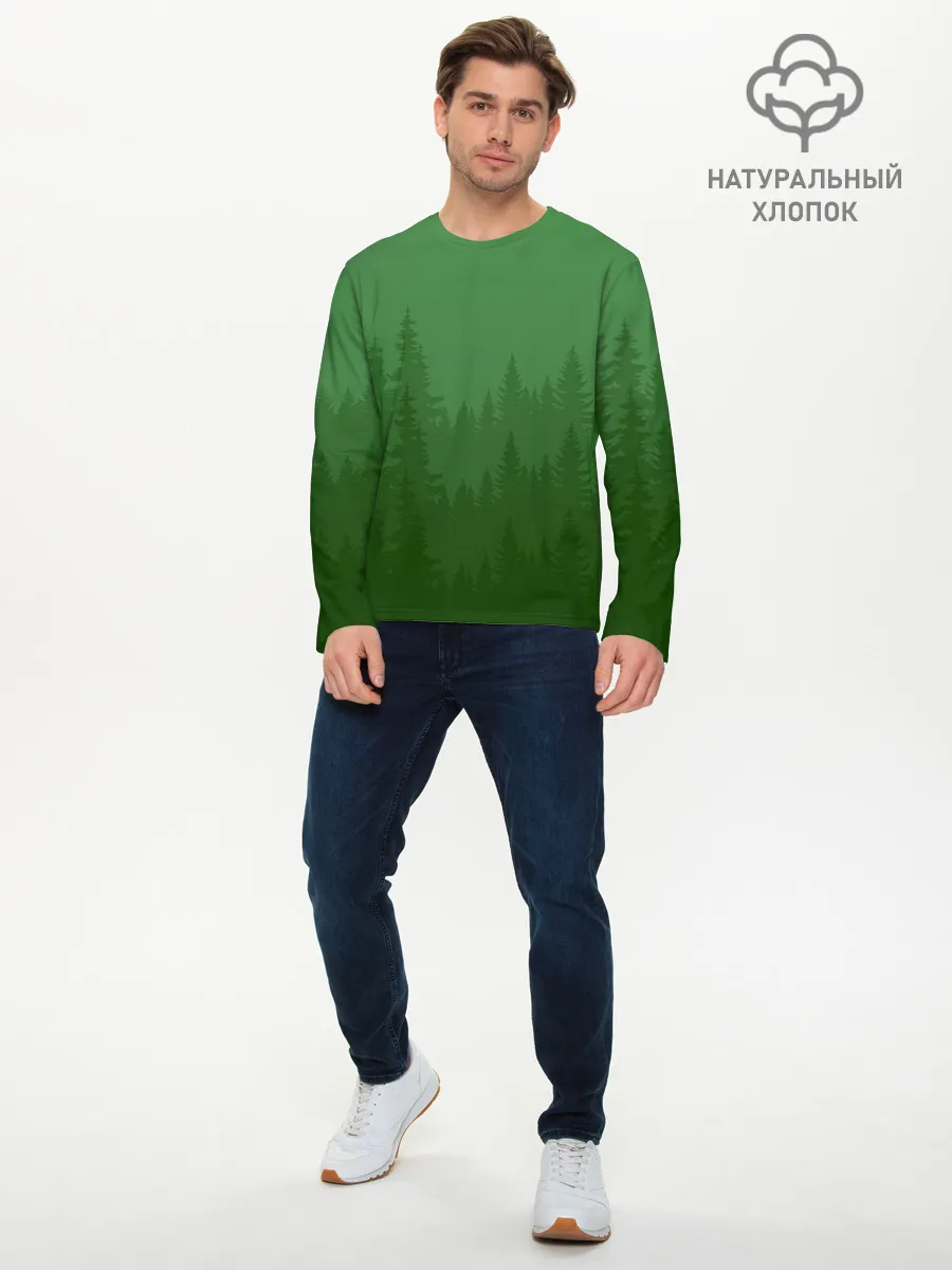 Мужской лонгслив базовый / Зеленый Лес