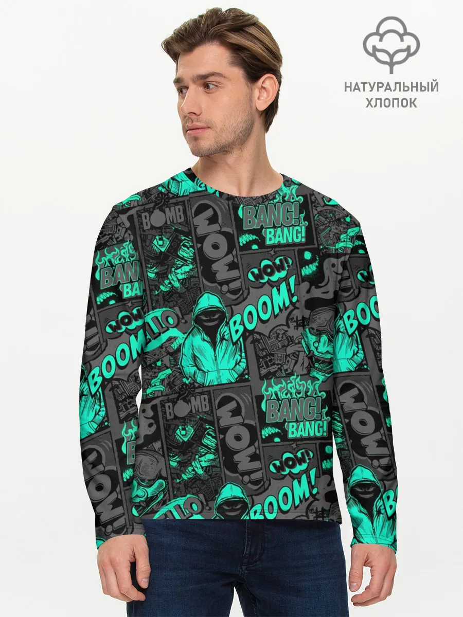 Мужской лонгслив базовый / Comics Style