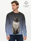 Мужской лонгслив базовый / сиамская милая кошечка