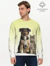 Мужской лонгслив базовый / кошка и собака друзья