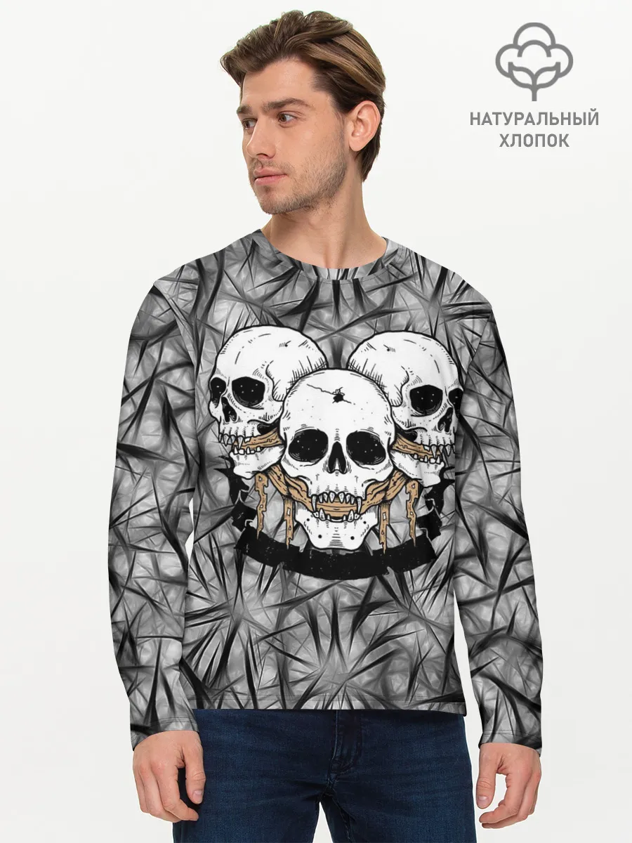 Мужской лонгслив базовый / Черепа
