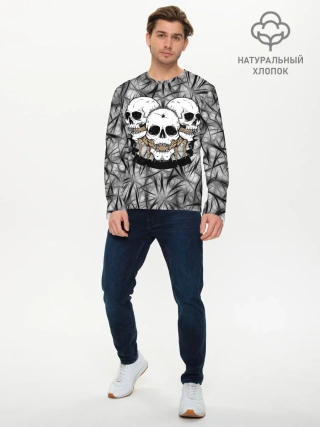 Мужской лонгслив базовый / Черепа