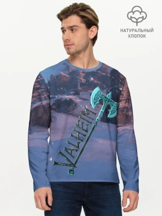 Мужской лонгслив базовый / Valheim лого с секирой