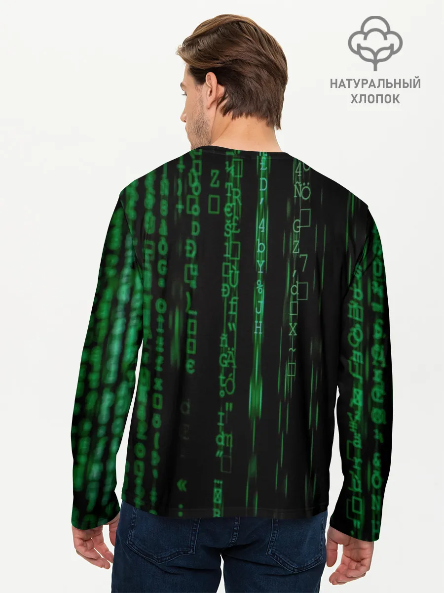 Мужской лонгслив базовый / Матрица букв и чисел