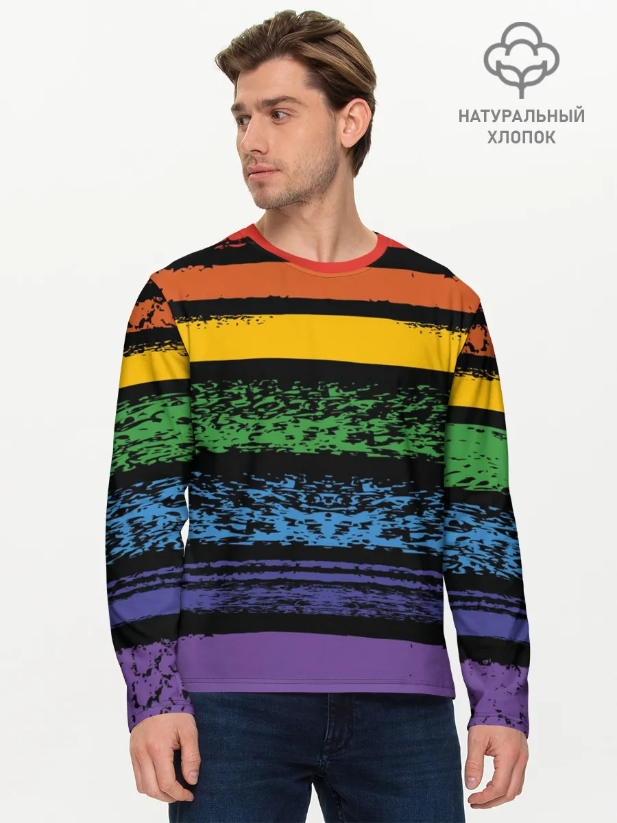 Мужской лонгслив базовый / Радуга
