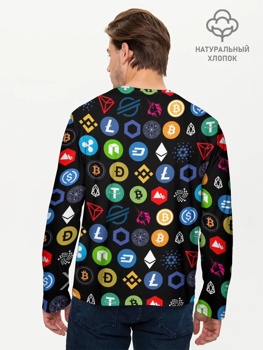 Мужской лонгслив базовый / ЛОГОТИПЫ КРИПТОВАЛЮТ | CRYPTOCURRENCIES