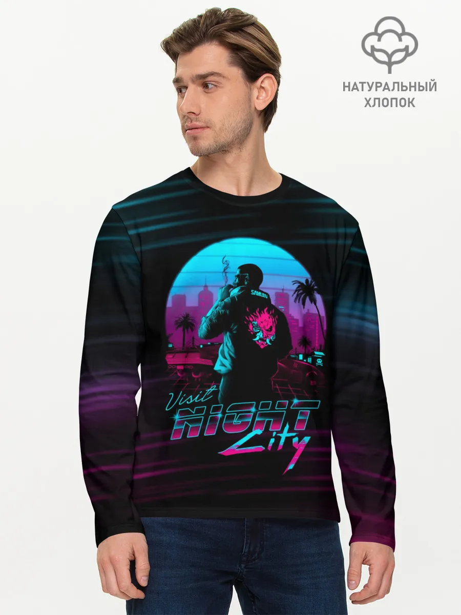 Мужской лонгслив базовый / Cyberpunk 2077 NIGHT CITY