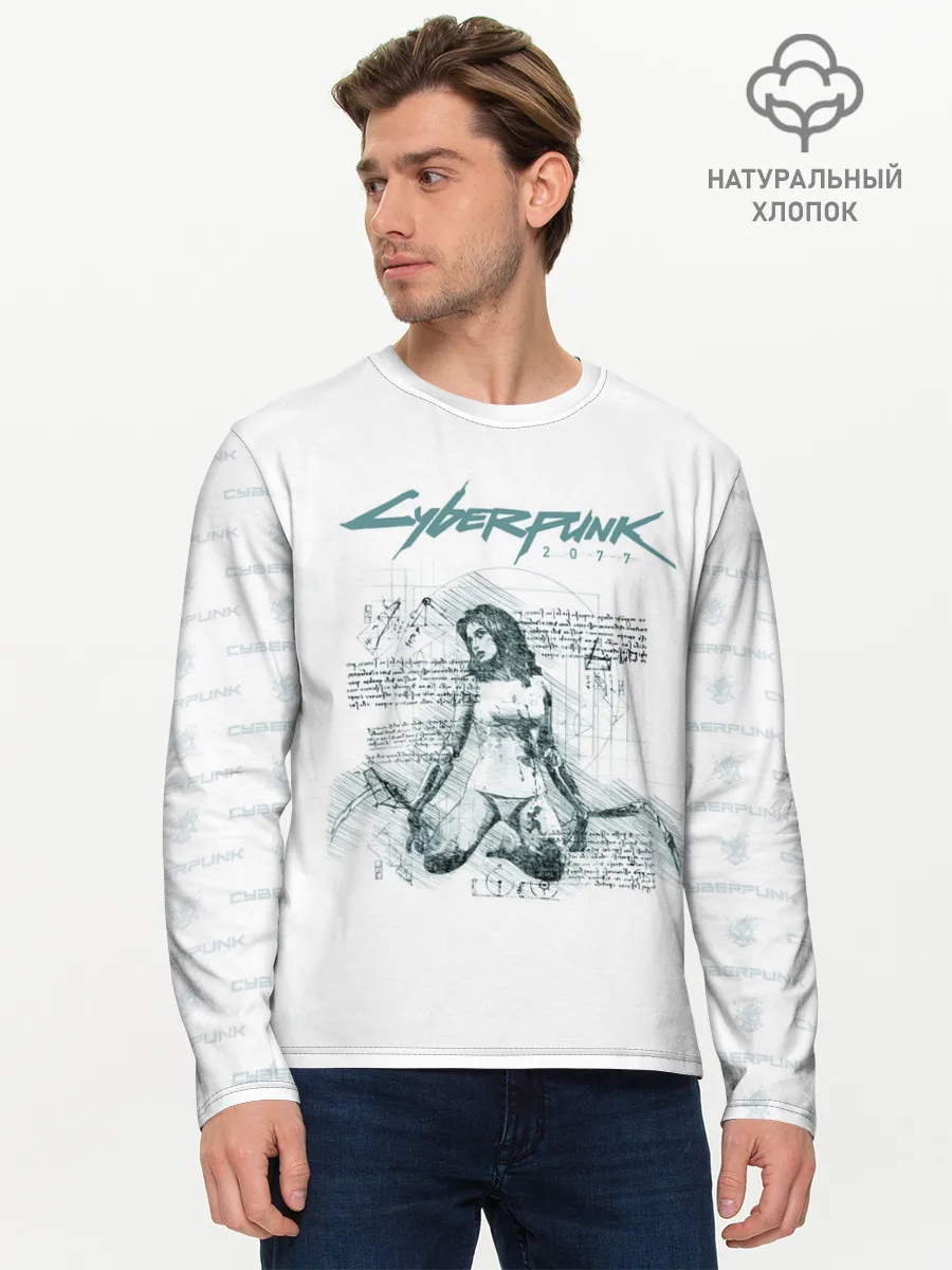 Мужской лонгслив базовый / КЛИНКИ БОГОМОЛА Cyberpunk 2077