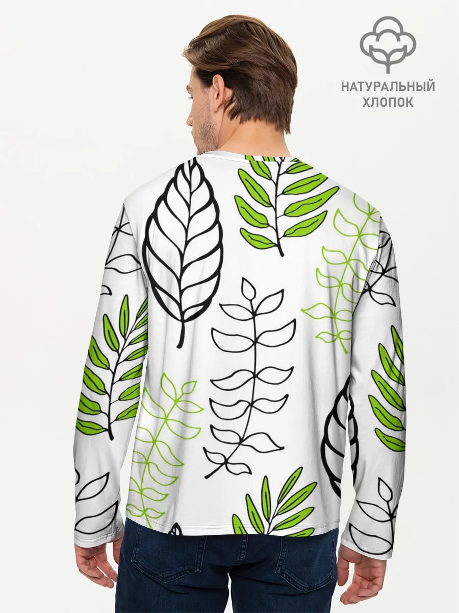 Мужской лонгслив базовый / Листья