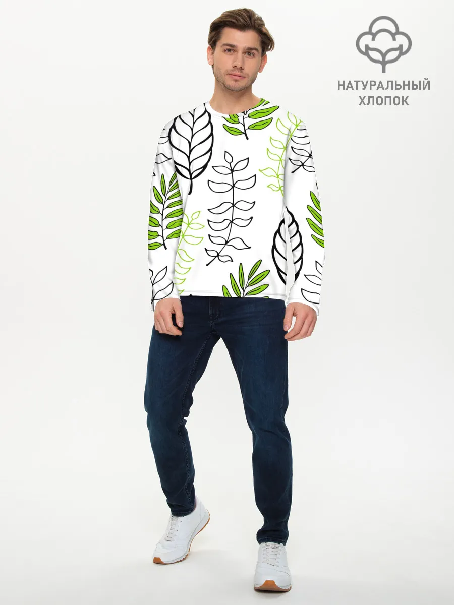 Мужской лонгслив базовый / Листья