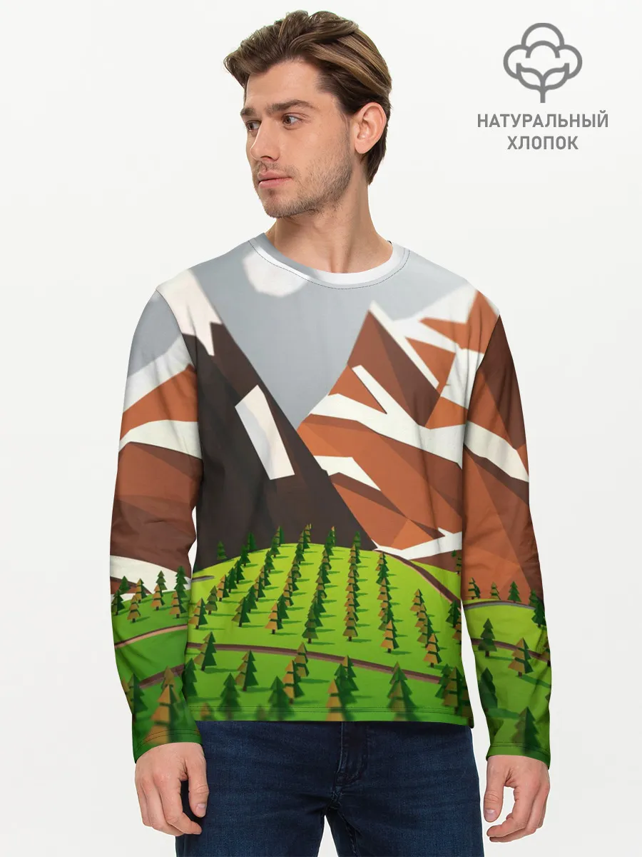 Мужской лонгслив базовый / Горы