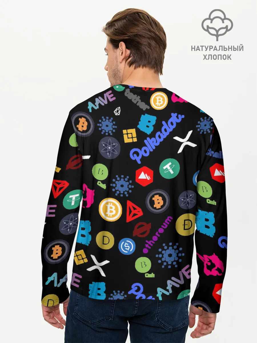 Мужской лонгслив базовый / ЛОГОТИПЫ КРИПТОВАЛЮТ | CRYPTOCURRENCIES