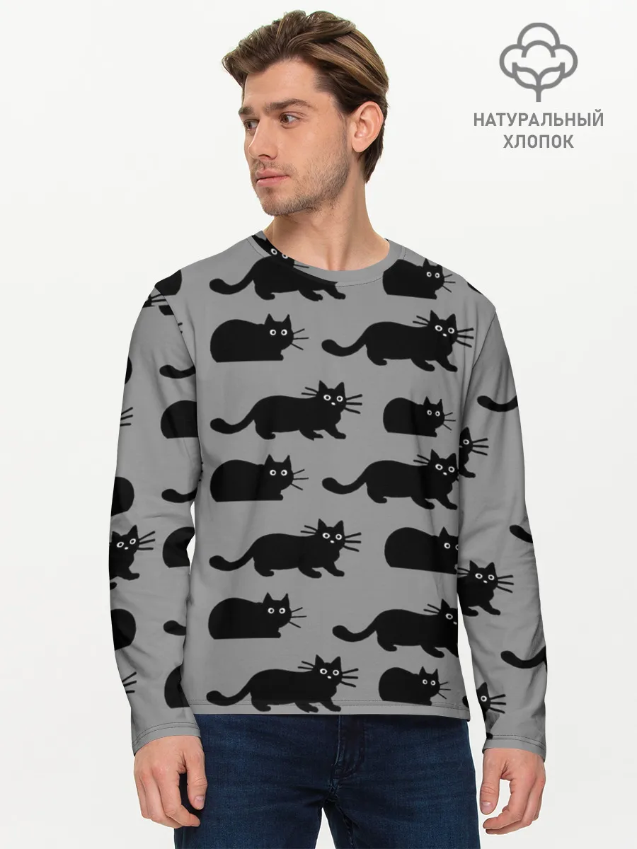 Мужской лонгслив базовый / Котики