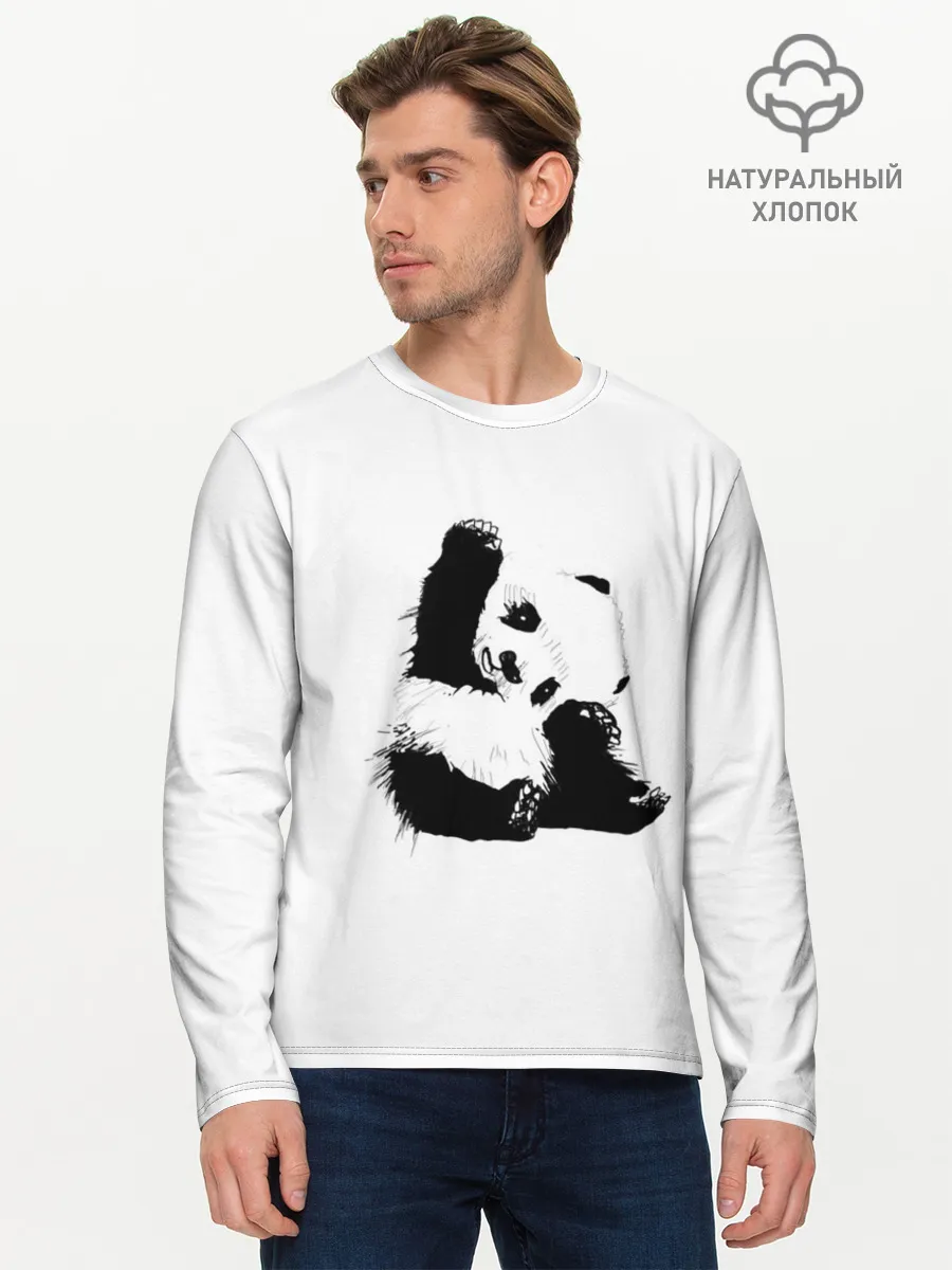 Мужской лонгслив базовый / Панда минимализм
