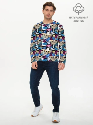 Мужской лонгслив базовый / Ленивцы и Лемуры