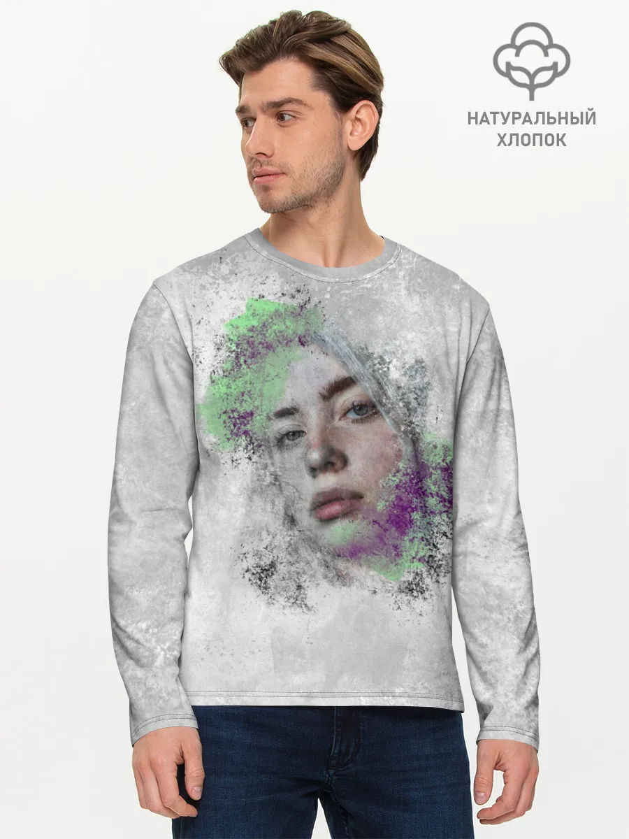 Мужской лонгслив базовый / Билли Айлиш красочная