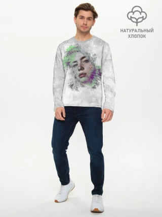 Мужской лонгслив базовый / Билли Айлиш красочная