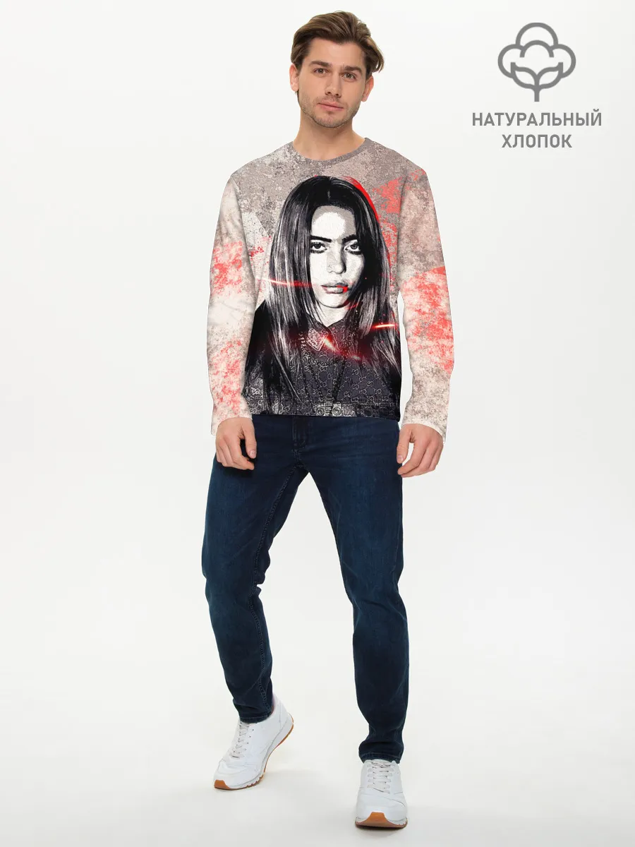 Мужской лонгслив базовый / Билли Айлиш стиль гранж
