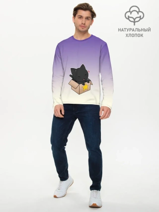 Мужской лонгслив базовый / черный котенок в коробке