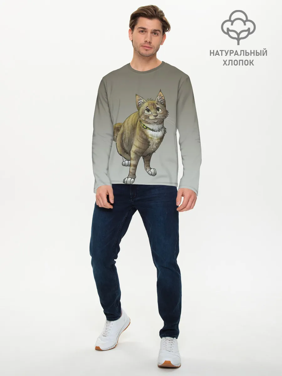 Мужской лонгслив базовый / полосатый уличный кот