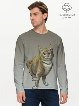 Мужской лонгслив базовый / полосатый уличный кот