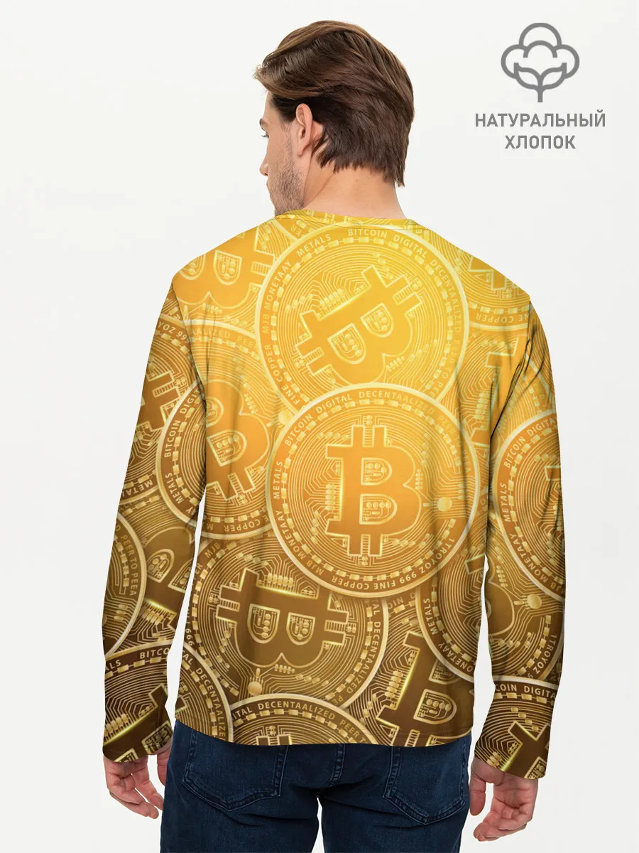 Мужской лонгслив базовый / БИТКОИН МОНЕТЫ