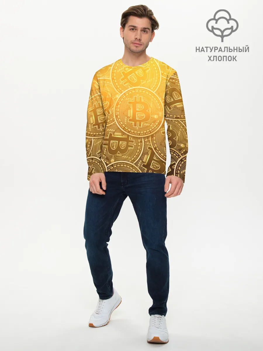 Мужской лонгслив базовый / БИТКОИН МОНЕТЫ