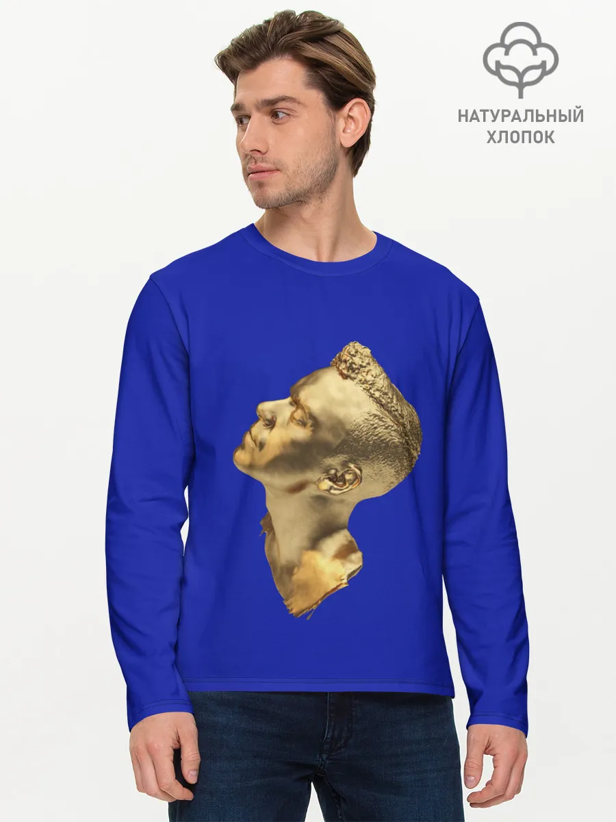 Мужской лонгслив базовый / Черно белая Голова