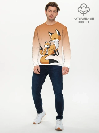 Мужской лонгслив базовый / лис и лисенок