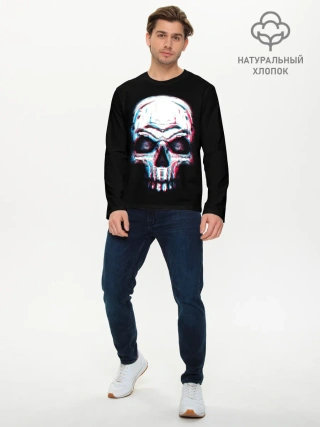 Мужской лонгслив базовый / Glitch Skull