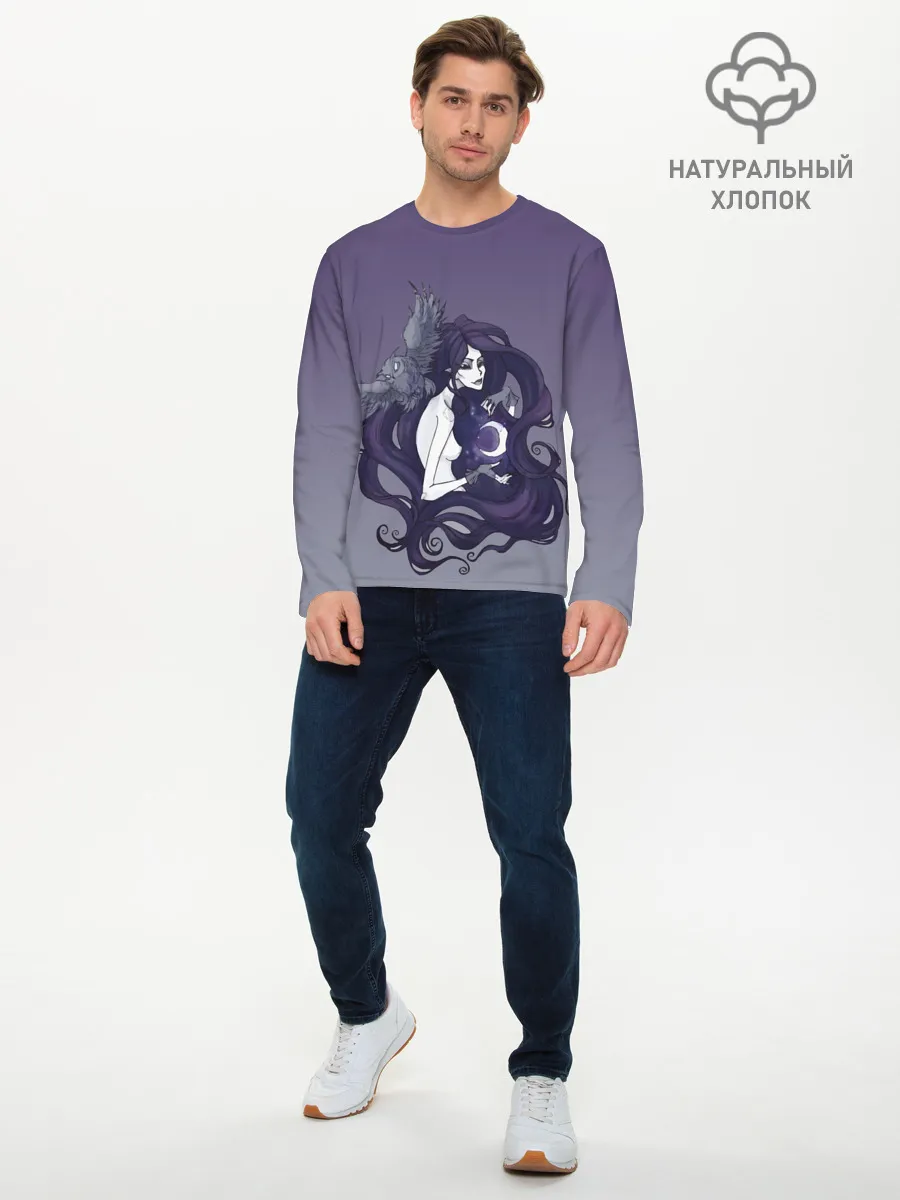Мужской лонгслив базовый / ведьма сова луна