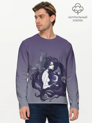 Мужской лонгслив базовый / ведьма сова луна