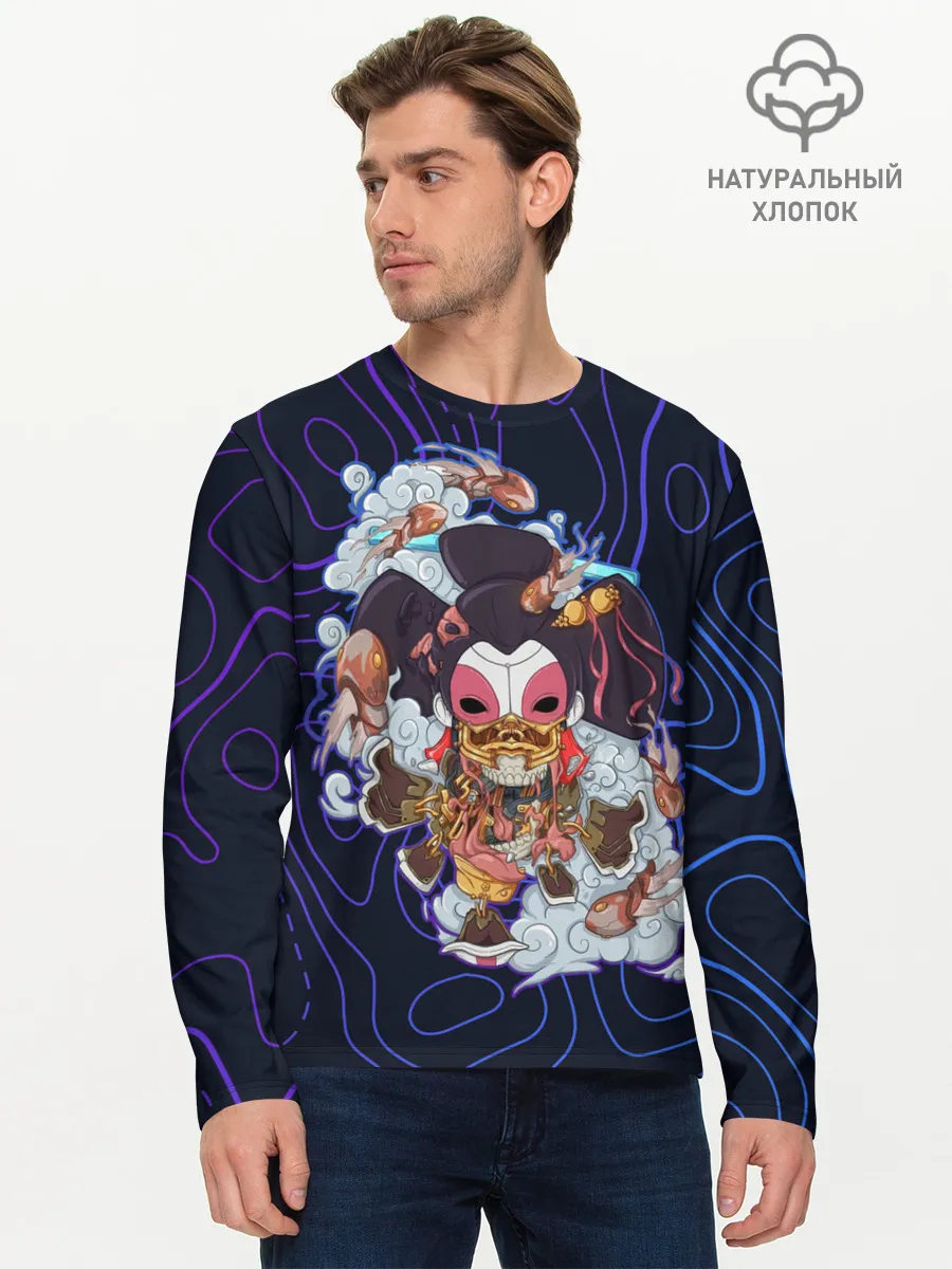 Мужской лонгслив базовый / Призрак в доспехах | Cyberpunk