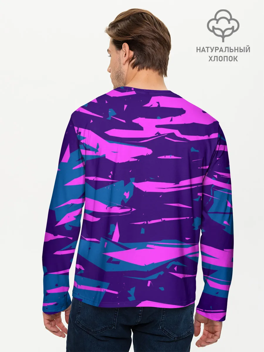 Мужской лонгслив базовый / CYBERSTYLE NEON CAMOUFLAGE
