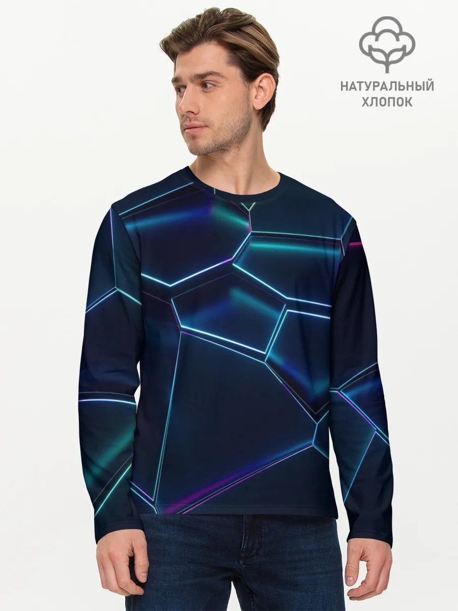 Мужской лонгслив базовый / 3D ПЛИТЫ | НЕОНОВЫЕ ПЛИТЫ