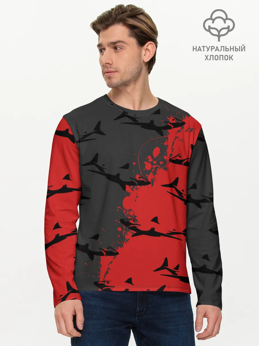 Мужской лонгслив базовый / Акулы