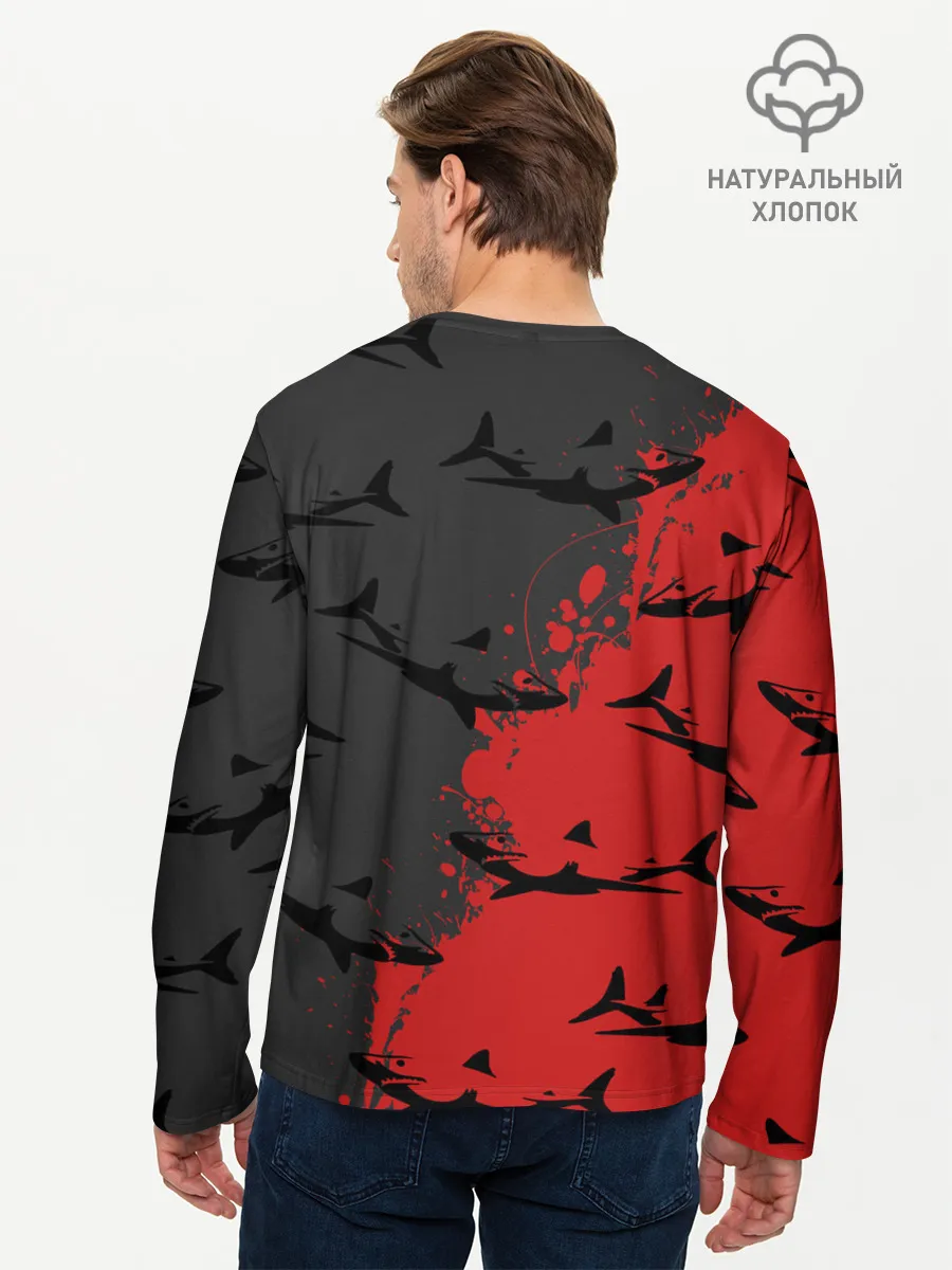 Мужской лонгслив базовый / Акулы