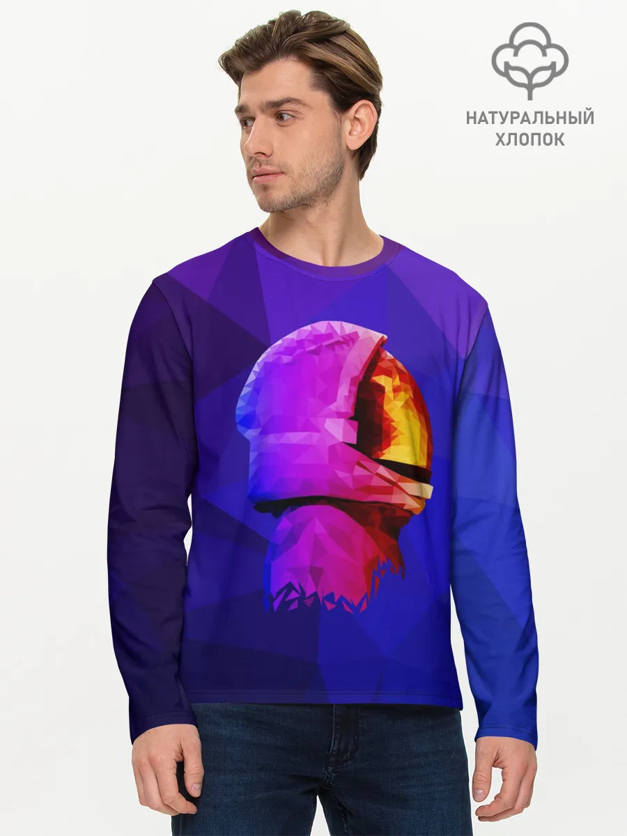 Мужской лонгслив базовый / полигональный космонавт