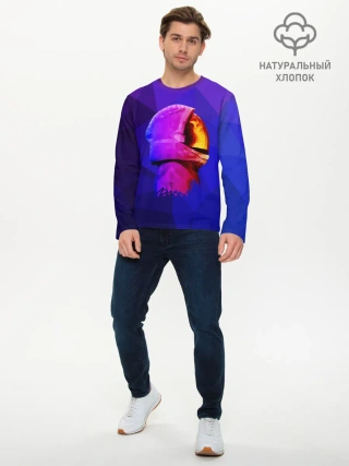 Мужской лонгслив базовый / полигональный космонавт