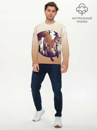 Мужской лонгслив базовый / Лисица рисунок