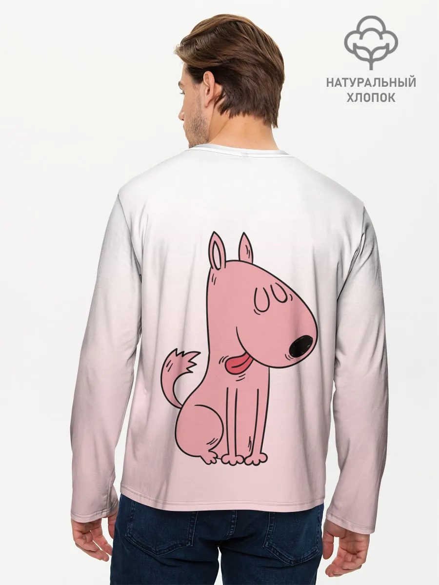 Мужской лонгслив базовый / мультяшный мопс