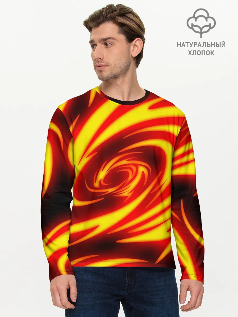 Мужской лонгслив базовый / ОГНЕННЫЕ ВОЛНЫ | FIRE STRIPES
