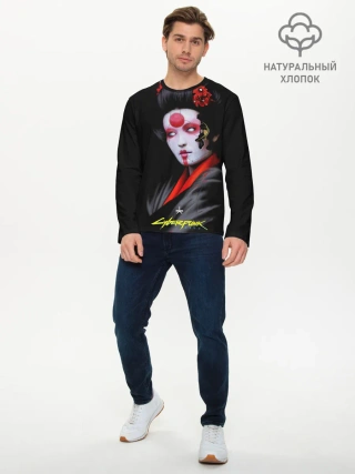 Мужской лонгслив базовый / Cyberpunk 2077 самурай
